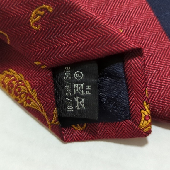 Dunhill Men's Maroon/Gold Paisley 100% Silk Tie Length 56" - Picture 3 of 6